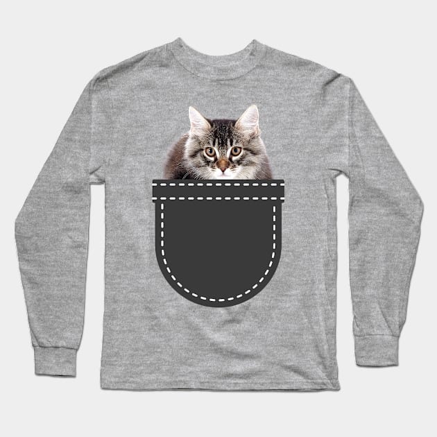 Cat in Pocket (Siberian Cat) Long Sleeve T-Shirt by leBoosh-Designs